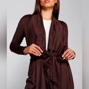 Faux Suede wrap cardigan